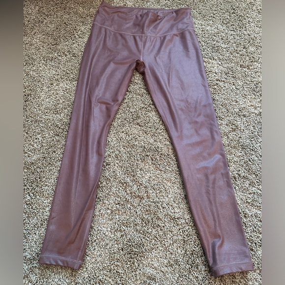 Athleta women’s medium shiny/sparkly tan/bronze/brown leggings, like 🆕 worn 1x - Picture 1 of 4